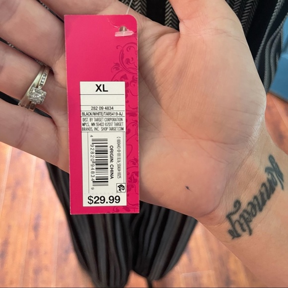 Xhilaration Black Pants Romper With Striped Sz Lrg - Picture 10 of 11